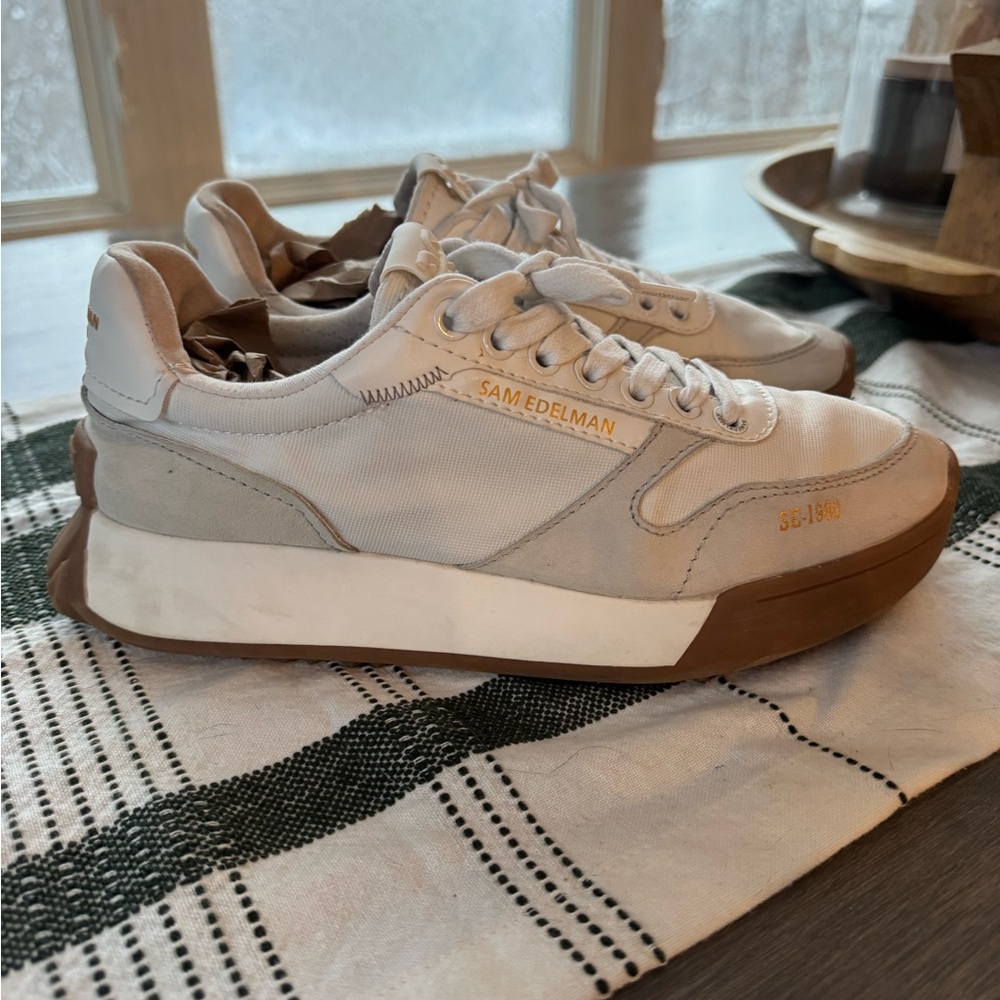 Sam Edelman Women’s Cream and Brown Sneakers